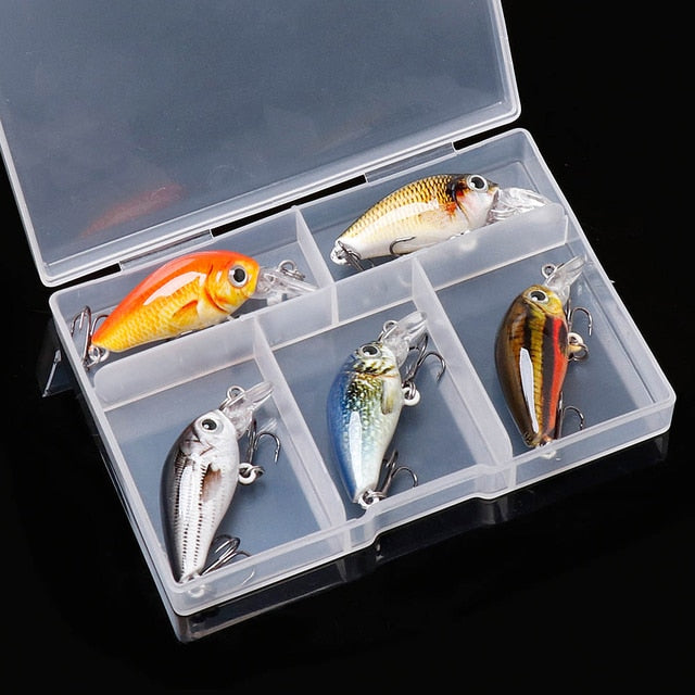 TREHOOK 36mm 3.6g 5pcs Mini Crankbait Fishing Lures Topwater Artificial Hard Bait Minnow Swimbait Wobblers Carp Fishing Lure Set