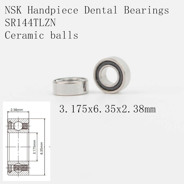 10pcs High Speed handpiece turbine ceramic dental bearings RUCA SR144TLZN 3.175x6.35x2.38mm