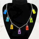 Stainless Steel Handmade Candy 7 Color Cute Judy Cartoon Bear Charm Necklace for Women Girl Daily Jewelry Party Gifts