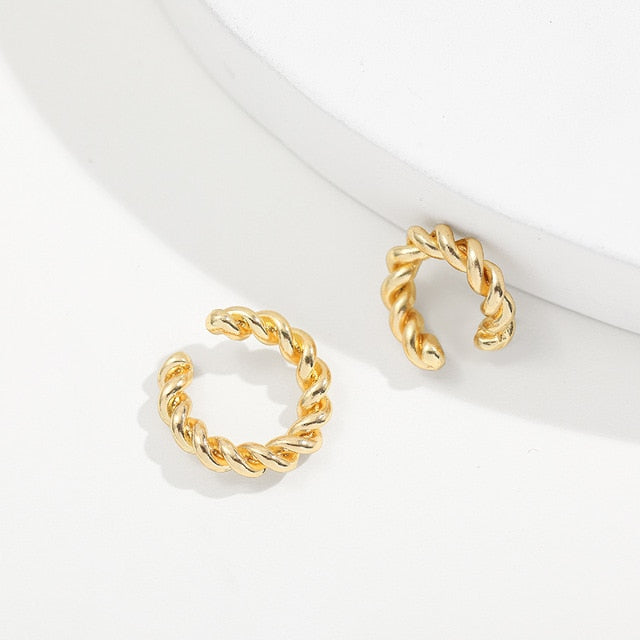 2020 New Fashion Pearl Ear Cuff Bohemia Stackable C Shaped CZ Rhinestone Small Earcuffs Clip Earrings for Women Wedding Jewelry