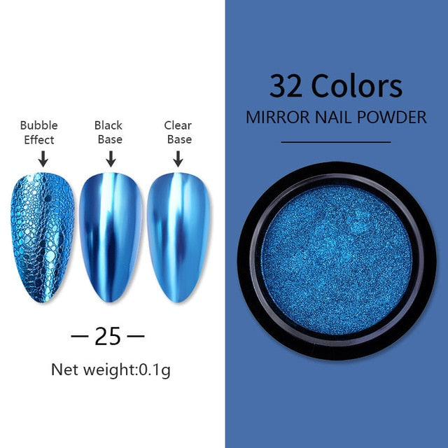 Nail Art Mirror Pigment Powder  Nail Glitters Metallic Color for Nail Art UV Gel Polishing Rose Gold Silver Colors