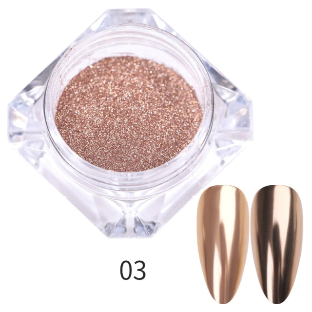Nail Art Mirror Pigment Powder  Nail Glitters Metallic Color for Nail Art UV Gel Polishing Rose Gold Silver Colors