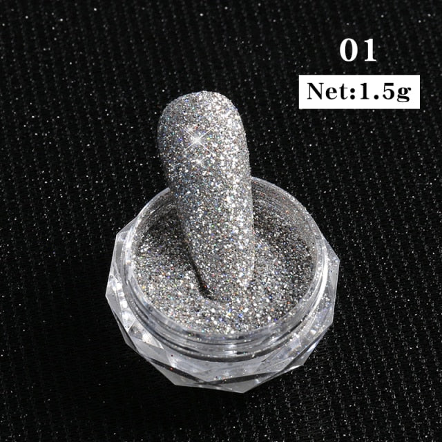 Nail Art Mirror Pigment Powder  Nail Glitters Metallic Color for Nail Art UV Gel Polishing Rose Gold Silver Colors