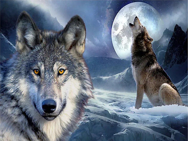 5D DIY Diamond Painting Wolf Cross Stitch Kit Full Drill Square Embroidery Animals Mosaic Art Picture of Rhinestones Decor Gift