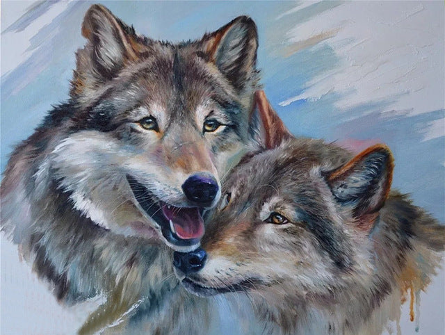 5D DIY Diamond Painting Wolf Cross Stitch Kit Full Drill Square Embroidery Animals Mosaic Art Picture of Rhinestones Decor Gift