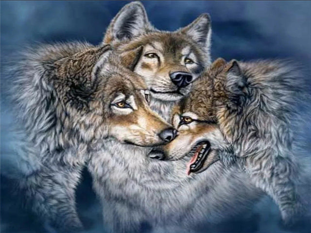 5D DIY Diamond Painting Wolf Cross Stitch Kit Full Drill Square Embroidery Animals Mosaic Art Picture of Rhinestones Decor Gift