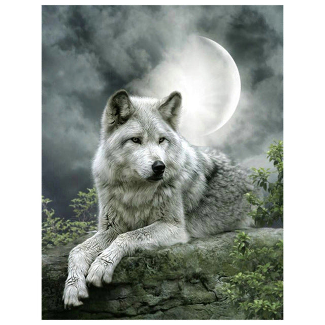 5D DIY Diamond Painting Wolf Cross Stitch Kit Full Drill Square Embroidery Animals Mosaic Art Picture of Rhinestones Decor Gift