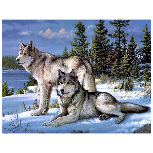 5D DIY Diamond Painting Wolf Cross Stitch Kit Full Drill Square Embroidery Animals Mosaic Art Picture of Rhinestones Decor Gift
