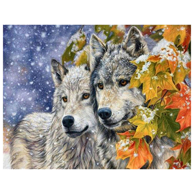 5D DIY Diamond Painting Wolf Cross Stitch Kit Full Drill Square Embroidery Animals Mosaic Art Picture of Rhinestones Decor Gift