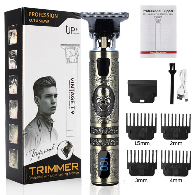T Bald Head Hair Clipper Mower Rechargeable Trimmer T-Outliner Barber Shaving Machine Vintage Cordless Haircut Men Cutter Shaver