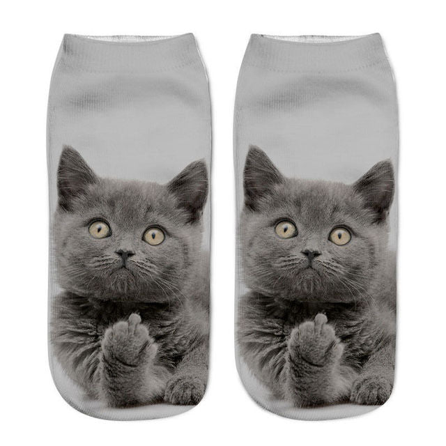 Cartoon Cat Sock 3D Cat Printed Cotton Anklet Socks Low Cut Sports Sock Cute Designer Women Girl Casual Socks
