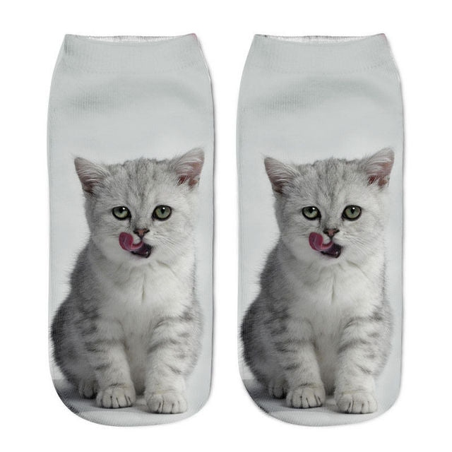 Cartoon Cat Sock 3D Cat Printed Cotton Anklet Socks Low Cut Sports Sock Cute Designer Women Girl Casual Socks