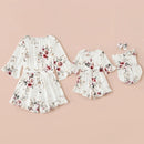 Irregular Mother Daughter Macthing Dresses Family Set Flower Mom Mum Baby Mommy and Me Clothes Fashion Women Girls Cotton Dress