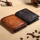 ManBang 2020 HOT Genuine Leather Men Wallet Small Mini Card Holder Male Wallet Pocket Retro purse High Quality