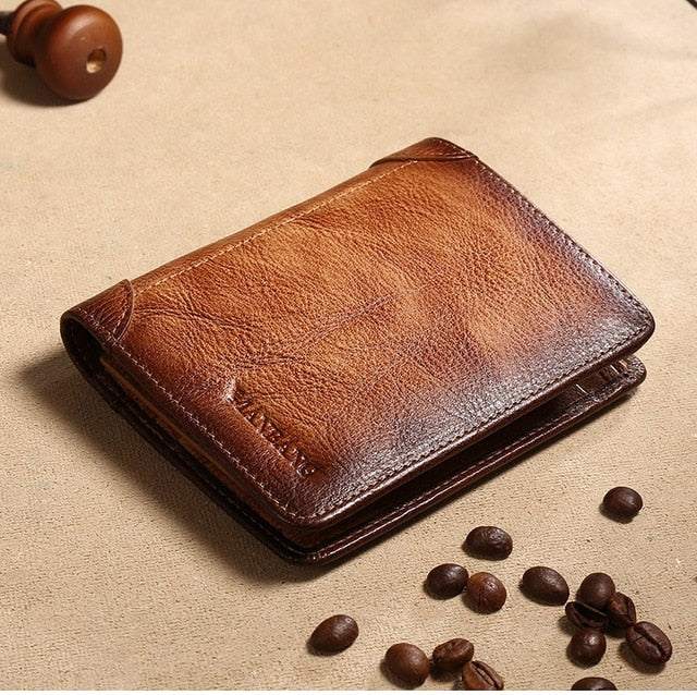 ManBang 2020 HOT Genuine Leather Men Wallet Small Mini Card Holder Male Wallet Pocket Retro purse High Quality