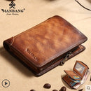 ManBang 2020 HOT Genuine Leather Men Wallet Small Mini Card Holder Male Wallet Pocket Retro purse High Quality