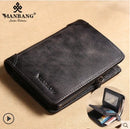 ManBang 2020 HOT Genuine Leather Men Wallet Small Mini Card Holder Male Wallet Pocket Retro purse High Quality