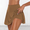 Gym Women Running Shorts Skirt High Waist New Shorts Mesh Double Layer Print Patchwork Fitness Shorts Sports Short Skirt Drop