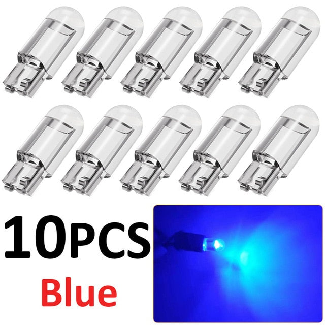 10pcs Car LED T10 W5W COB Reading Dome Lamp Marker Light Wedge Lights License Plate Bulbs 168 194 192 DC 12V White Red
