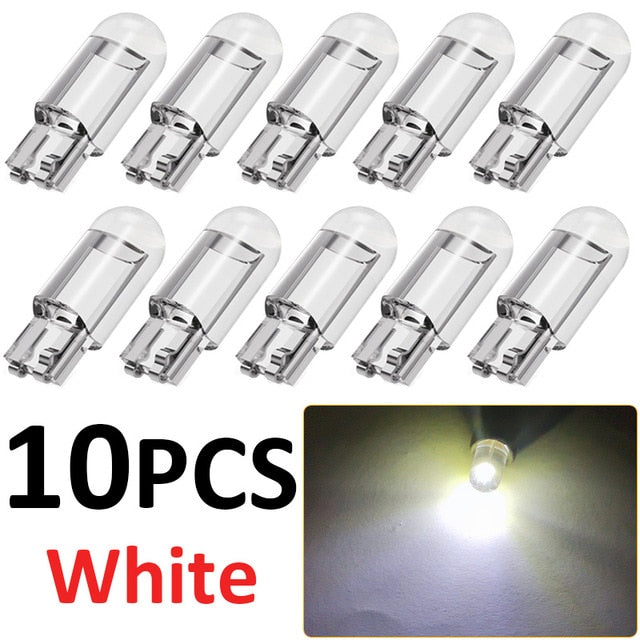 10pcs Car LED T10 W5W COB Reading Dome Lamp Marker Light Wedge Lights License Plate Bulbs 168 194 192 DC 12V White Red