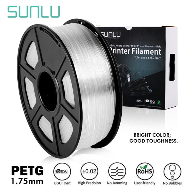 SUNLU PETG 3D Printer Filament 1.75mm Dooling Gift Material Hot Sale Black Color PETG 3D Filament Consumables 1KG/2.2LBS