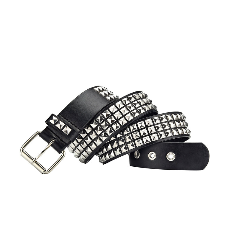 Women's Single Double or Rivet Grommet Belt, Punk Waist Belt with Chain Detachable 2 Hole Belt