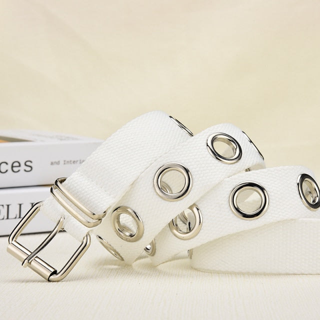 Women's Single Double or Rivet Grommet Belt, Punk Waist Belt with Chain Detachable 2 Hole Belt