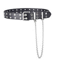 Women's Single Double or Rivet Grommet Belt, Punk Waist Belt with Chain Detachable 2 Hole Belt