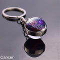 12 Zodiac Sign Keychain Sphere Ball Crystal Key Rings Scorpio Leo Aries Constellation Birthday Gift for Women and Mens