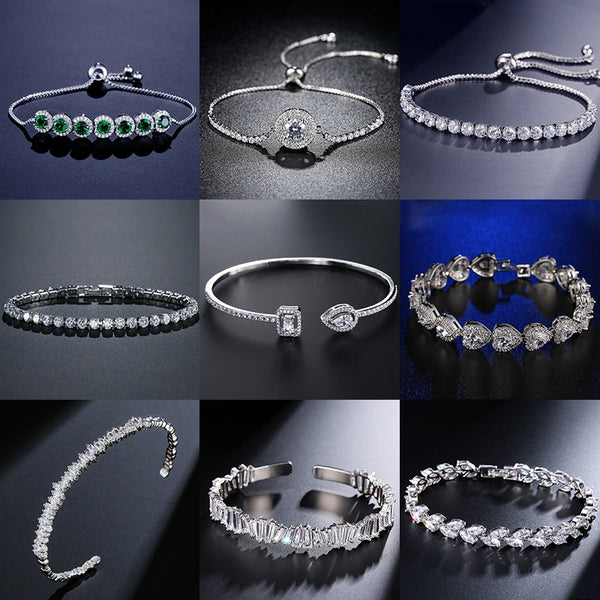 2021 New Fashion Luxury 925 Sterling Silver Tennis women's Bracelets Bangle For Women Christmas Gift Jewelry Wholesale S5877b