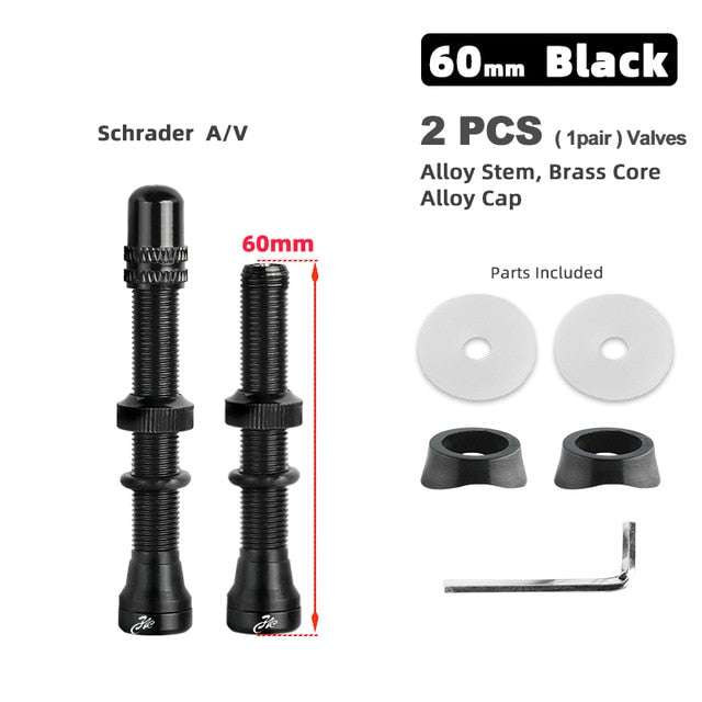 Deemount 2PCS Schrader A/V Valves 40/60mm CNC Machined Anodized Nipple for MTB Road Bike Tubeless Rims