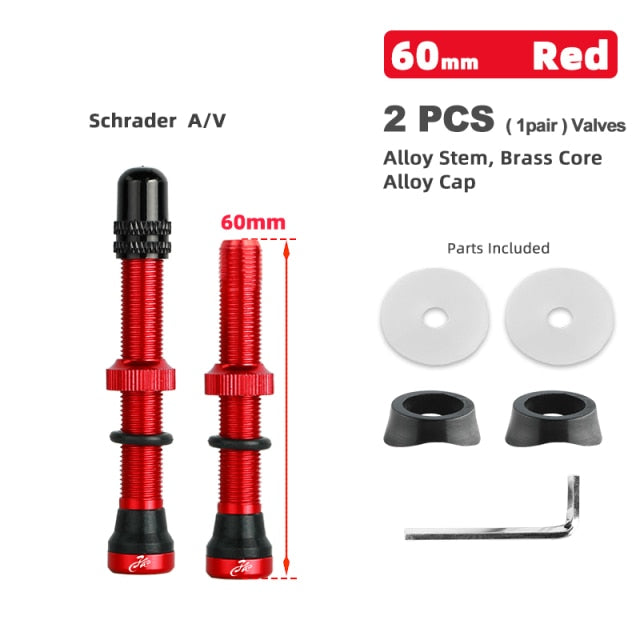 Deemount 2PCS Schrader A/V Valves 40/60mm CNC Machined Anodized Nipple for MTB Road Bike Tubeless Rims