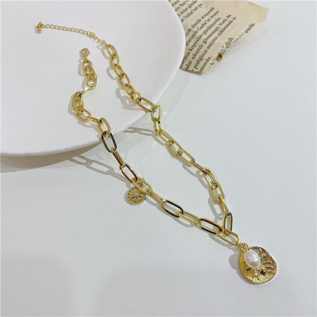 Huge Bud Necklace 14k Real Gold Plated Pearl Pendant Collares Collier Designer Jewelry Luxury Necklace for Girl Women Choker