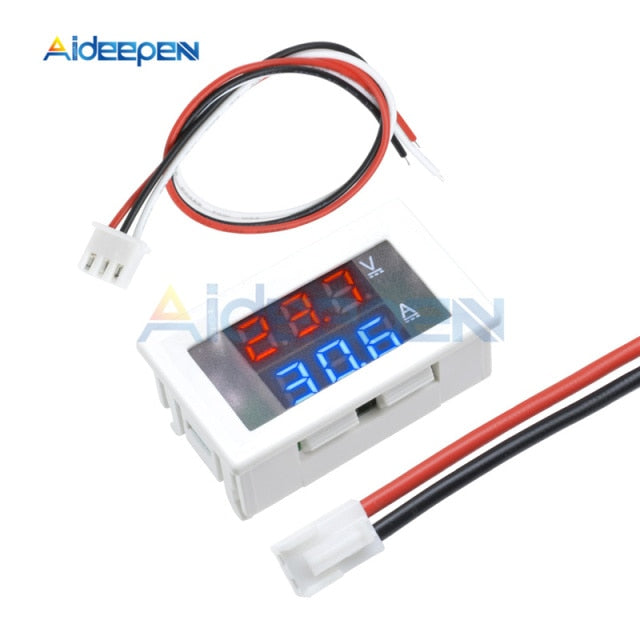 DC 100V 200V 10A 50A 0.28" Mini Digital Voltmeter Ammeter 4 Bit 5 Wires Voltage Current Meter Tester Blue Red Dual LED Display
