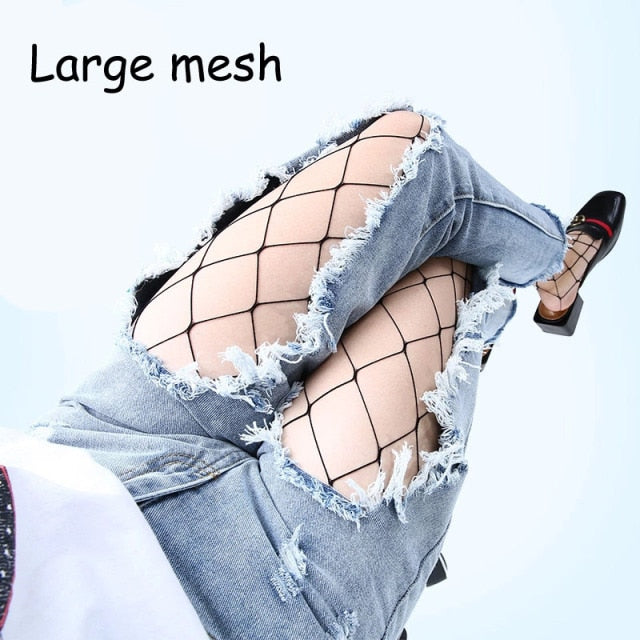 Women's Long Hollow Out Sexy Pantyhose Black Women Tights Stocking Fishnet Stockings Club Party Hosiery  Female Long Stockings