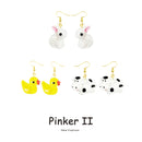 30 Style Earrings For Women Girls 3D Birthday Lovely Jewelry Duck Rabbit Animal Cow Flamingo Kids Children's friendship Gift