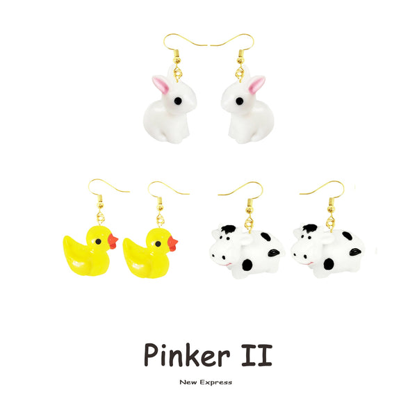 30 Style Earrings For Women Girls 3D Birthday Lovely Jewelry Duck Rabbit Animal Cow Flamingo Kids Children's friendship Gift