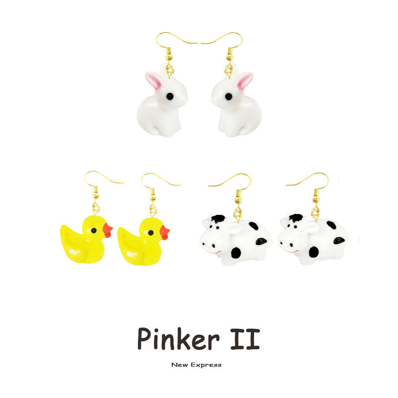 30 Style Earrings For Women Girls 3D Birthday Lovely Jewelry Duck Rabbit Animal Cow Flamingo Kids Children's friendship Gift