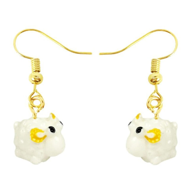 30 Style Earrings For Women Girls 3D Birthday Lovely Jewelry Duck Rabbit Animal Cow Flamingo Kids Children's friendship Gift