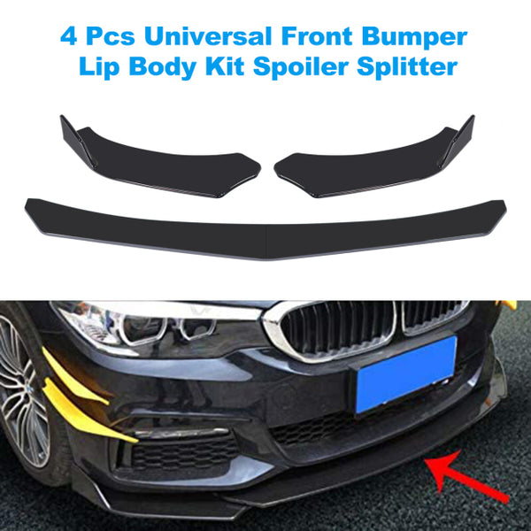 4 Pieces Car Front Bumper Lip Body Kit Spoiler Splitter ABS Bumper Canard Lip Splitter  Universal For Tesla Model 3 Sedan