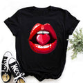 WVIOCE Lips Watercolor Graphic T Shirt Lip Women Tops O-neck Sexy Black Tees Kiss Lip Funny Summer Female Soft T Shirt 9180
