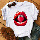 WVIOCE Lips Watercolor Graphic T Shirt Lip Women Tops O-neck Sexy Black Tees Kiss Lip Funny Summer Female Soft T Shirt 9180