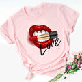 WVIOCE Lips Watercolor Graphic T Shirt Lip Women Tops O-neck Sexy Black Tees Kiss Lip Funny Summer Female Soft T Shirt 9180