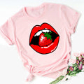 WVIOCE Lips Watercolor Graphic T Shirt Lip Women Tops O-neck Sexy Black Tees Kiss Lip Funny Summer Female Soft T Shirt 9180