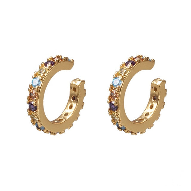 2020 New Fashion Pearl Ear Cuff Bohemia Stackable C Shaped CZ Rhinestone Small Earcuffs Clip Earrings for Women Wedding Jewelry