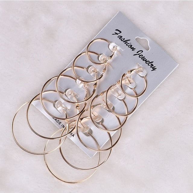 12 Pairs Gold Hoop Earrings Set Big Circle Earring Fashion Jewelry Earrings for Women Girls Steampunk Ear Clip Korean Earrings