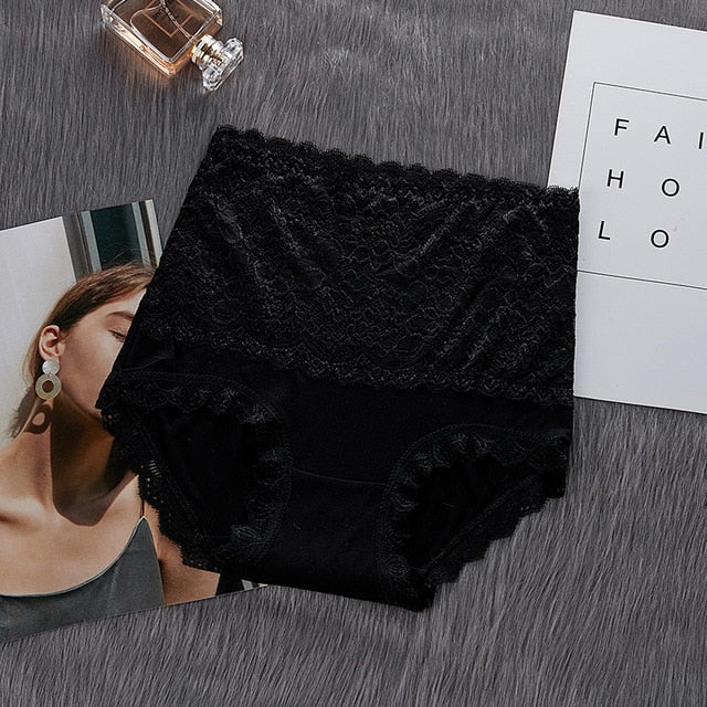 High Waist Lace Panties Women Seamless Slimming Tummy Control Briefs Sexy Plus Size Shapers Lingerie Cotton Health Knickers