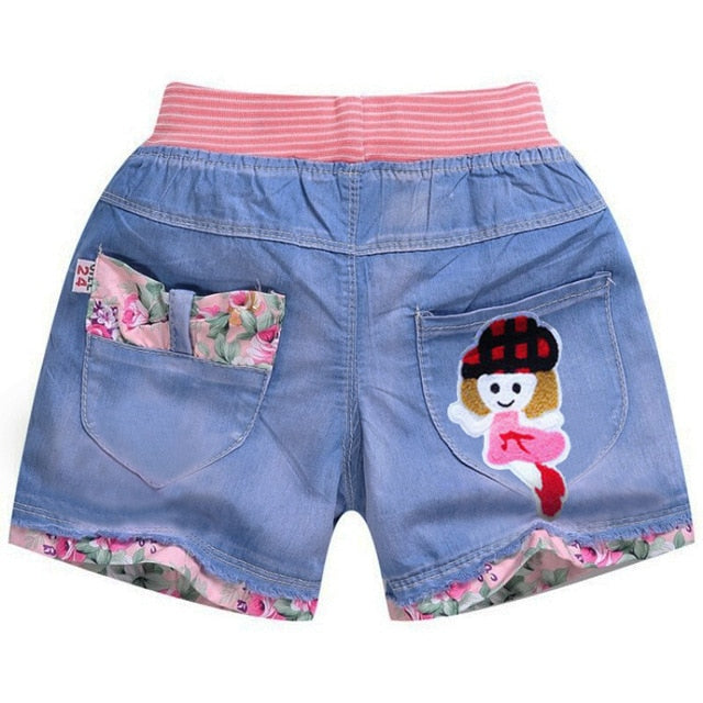 New Summer Kids Short Denim Shorts For Girls Fashion Girl Short Princess Jeans Children Pants Girls Shorts Flower Girls Clothing