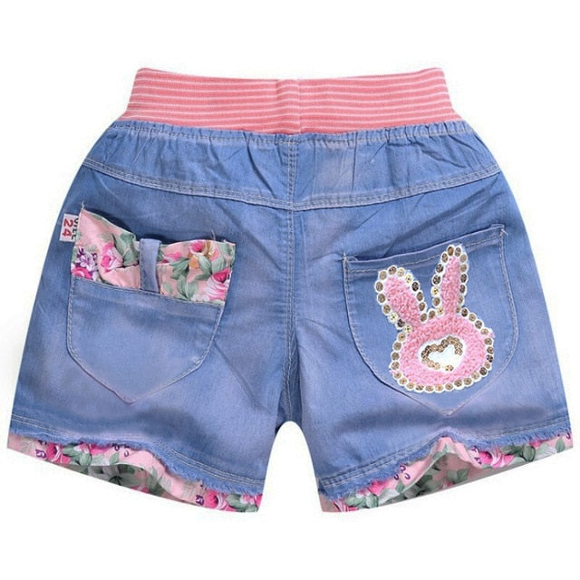 New Summer Kids Short Denim Shorts For Girls Fashion Girl Short Princess Jeans Children Pants Girls Shorts Flower Girls Clothing