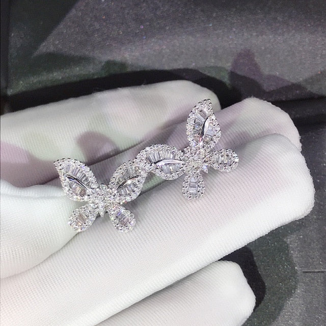 2021 New Arrival Fashion Luxury 925 Sterling Silver Pink CZ Drop Stud Earing  For Women Valentine's Day Gift Z5